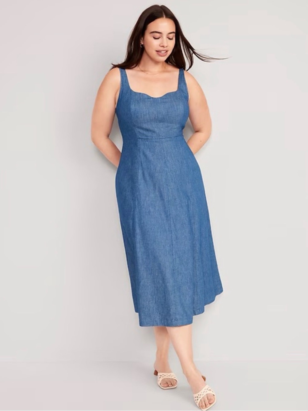 NWOT Old Navy Denim Sleeveless Midi Dress - Picture 3 of 5